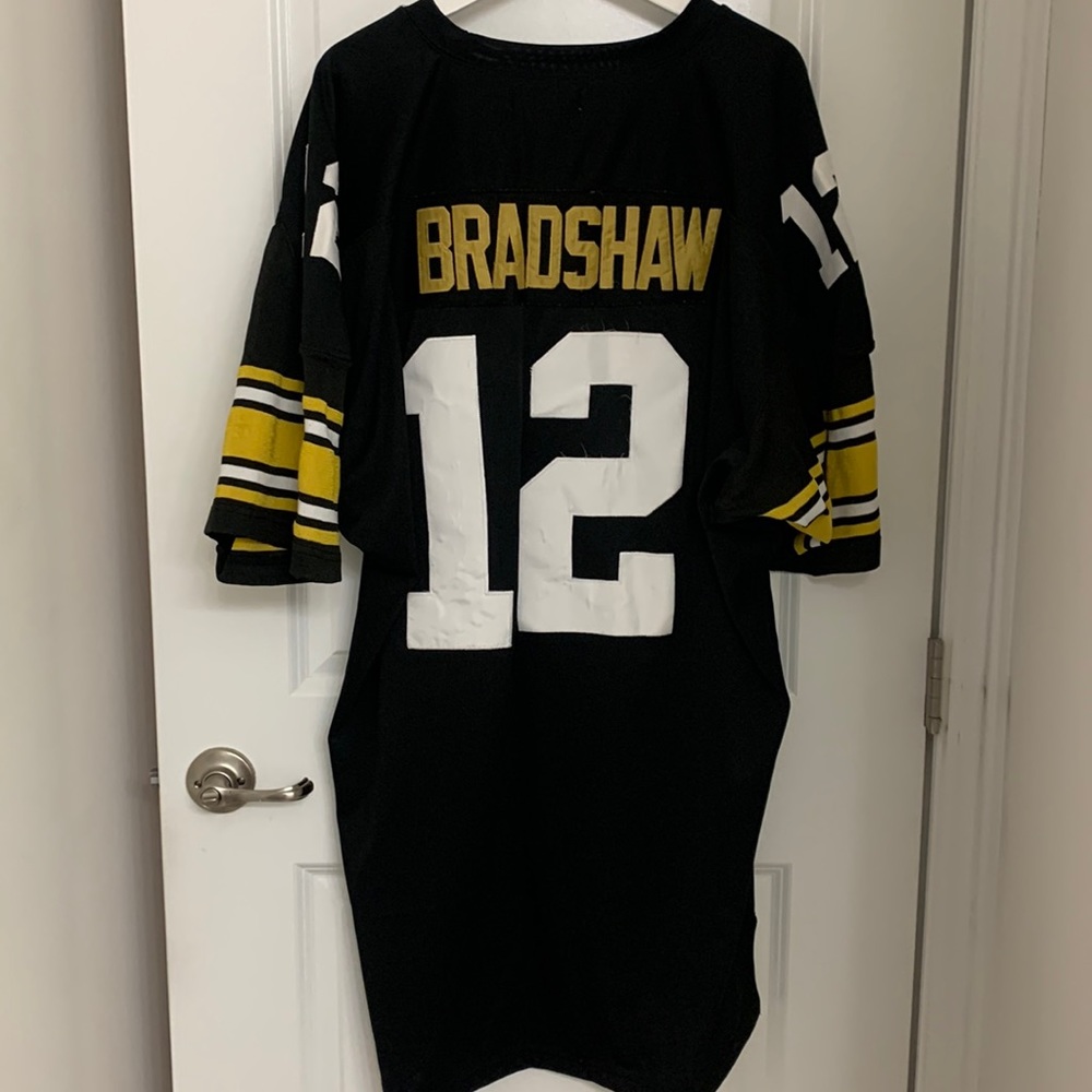 Bradshaw #12  Authentic Jersey 1975 Pittsburgh Steelers throwback